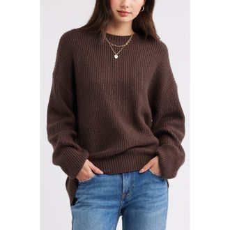 BP. Cozy Crewneck Sweater in Brown Coffee at Nordstrom, Size Large