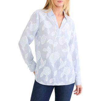 Nic+Zoe Sky Stripe Jacquard Popover Top in Blue Multi at Nordstrom, Size Xx-Large