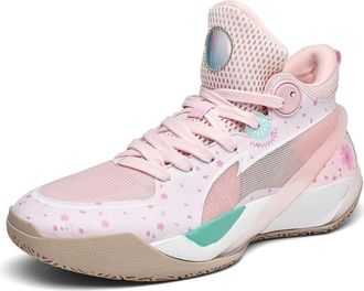 Generic Mens Mesh Basketball Shoes with Shock-Absorbing Soft Sole Durable Fashionable Training Boots Walking Shoes(Pink,8.5 UK)