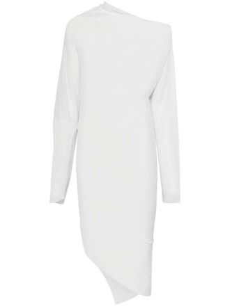 P.A.R.O.S.H. asymmetric midi dress - women - Linen/Flax - S - White