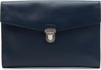 Prada Pre-owned Prada Large Saffiano Lux Envelope Pushlock Clutch Unisex WHPQSDBA0L9WT624
