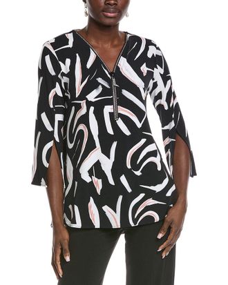 Joseph Ribkoff Abstract Front Zip Tunic Top