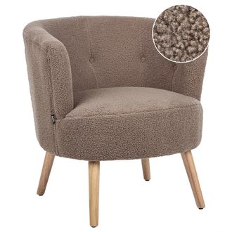 Beliani Beliani - Sill&oacute;n Tapizado De Boucl&eacute; Marr&oacute;n Con Respaldo Bajo Estilo Retro Sala De Estar Odenzen