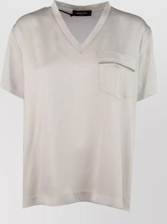 Fabiana Filippi top v neckline short sleeves zip pocket