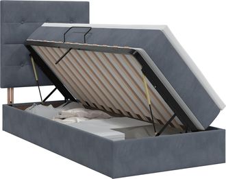 vidaXL Cama Con Almacenamiento Y Colch&oacute;n Gris Oscuro 100 X 200 Cm Vidaxl