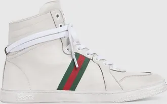 Gucci Womens Stretch High-top Sneaker, White, Leather