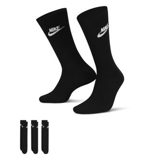 Nike Unisex Nike Sportswear Everyday Essential Crew Socks (3 Pairs) in Black | DX5025-010