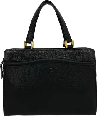 Saint Laurent Black Leather Handbag Tote Bag (Pre-Owned)