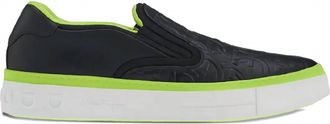 Ferragamo Mens Embossed-Logo Slip-On Sneaker In Yellow/black
