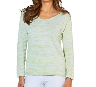French Kyss V-Neck Sweater In Lime