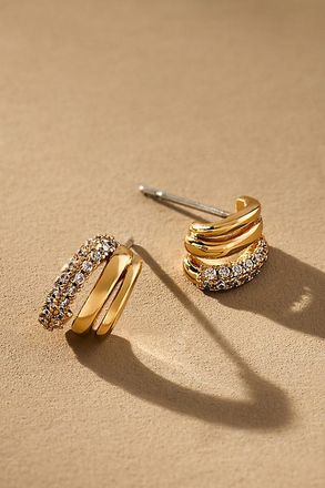 Luv AJ Multi Piercing Huggie Hoop Earrings
