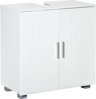 Kleankin Bathroom Pedestal Under Sink Cabinet with Adjustable Shelf - White | TJ Hughes
