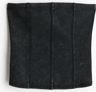 H&M Geripptes Tubetop mit Flatlocknähten - Schwarz