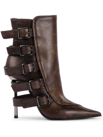 Le Silla 120mm buckle detailed biker boots - Brown
