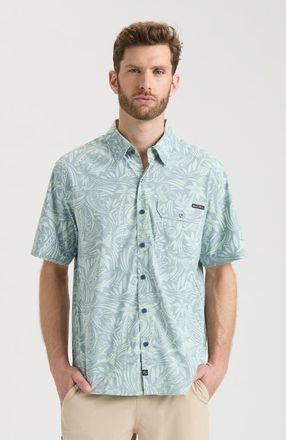 Salt Life Mahi Short Sleeve Button Down Performance Shirt in Storm at Nordstrom, Size Medium S