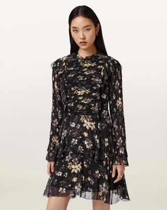 AllSaints Portia Floral Midi Dress