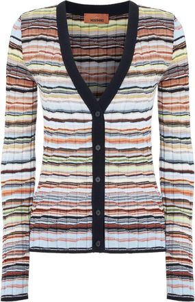 Missoni striped cardigan - women - Rayon/Cotton - 44 - Blue