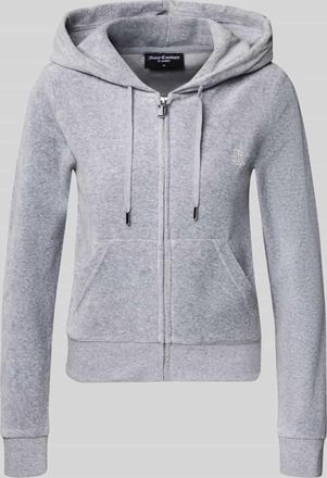 Juicy Couture Sweatjacke mit Label-Stitching Modell ROBERTSON in Hellgrau Melange, Größe XL