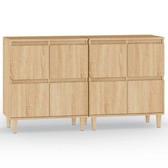 Berkfield Home Sideboards 2 pcs Sonoma Oak 60x35x70 cm Engineered Wood in Light Tan | Size: 60 x 35 x 70 cm