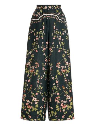 Agua Bendita floral-print trousers - Green