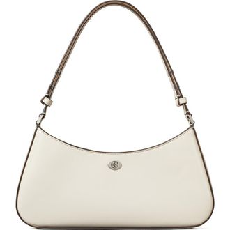 Tory Burch Robinson Leather Zip Top Shoulder Bag in Light Cream at Nordstrom