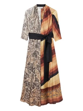 Pierre-Louis Mascia Cialda patchwork wrap maxi dress - Grey