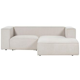 Beliani Beliani - Sof&aacute; Esquinero Tapizado Minimalista 2 Plazas Beige Izquierdo Vernon