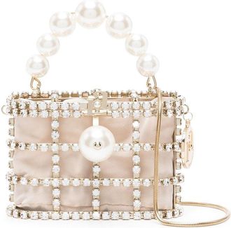 Rosantica crystal-embellished caged mini bag - women - Crystal - One Size - Gold