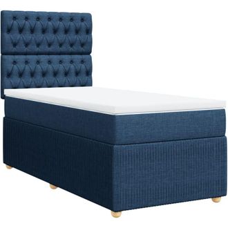 vidaXL Cama Box Spring Con Colch&oacute;n Tela Azul 90x190 Cm Vidaxl