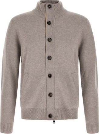 Brioni Beige Button Up Cardigan