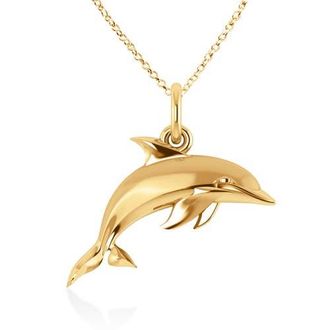 Allurez Dolphin Pendant Necklace 14k in Yellow Gold at Nordstrom, Size 18