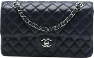 Chanel Pre-owned Classic Flap Bag - Dames - Vintage Schoudertas - Blauw - ONE Size - Leer - Vintage