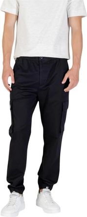 Calvin Klein Jeans Broek met rits en knoop en zijzakken - Heren - Sweatpants - Zwart - XS - Katoen - Broeken