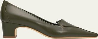 Manolo Blahnik 50mm Cleofelo Low-Heel Leather Pumps