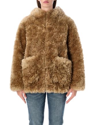 Vegancode Hooded Bomber Faux Fur Jacket