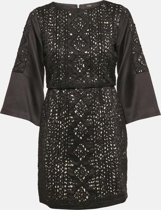 Maje Black Embellished Satin Rebecca Mini Dress