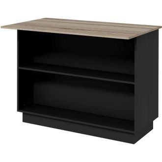 HOMCOM Isola da Cucina con 2 Ripiani Aperti e 2 Armadietti in mdf Nero e Rovere - Homcom