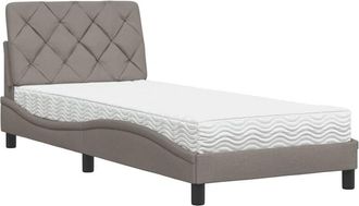 vidaXL Cama Con Colch&oacute;n Tela Gris Taupe 90x200 Cm Vidaxl