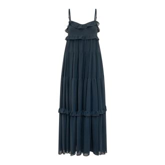 Michael Kors Tiered Ruffle Maxi Dress - Dames - Maxi kleedjes - Blauw - L - Kleedjes