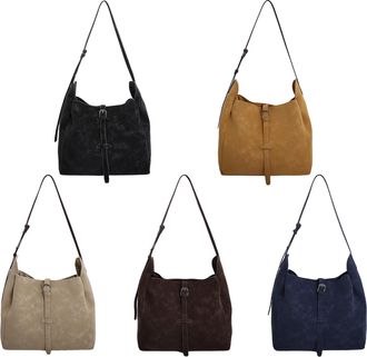 Generic PU Leather Shoulder Bag Retro Tote Bags Large Crossbody Bag for Women (Black)