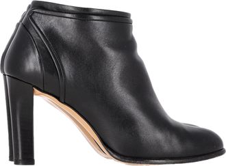 Ferragamo Salvatore Ferragamo Geleerde Hoge Enkelboots met Rits in Zwart Leer