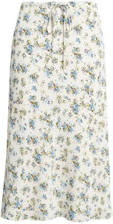 Open Edit Print Midi Skirt in Ivory- Blue Celio Rose at Nordstrom, Size Xx-Small