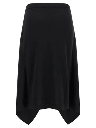 Christophe Lemaire Asymmetrical Draped Wool Skirt - Black