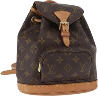 Louis Vuitton Pre-owned Montsouris Mini Rugzak - Dames - Vintage Rugzakken - Bruin - ONE Size - Leer - Vintage