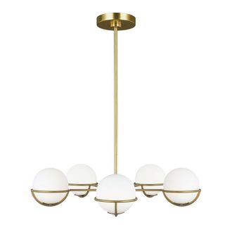 Loops 5 Bulb Chandelier Hanging Pendant LIght Burnished Brass LED G9 3.5W Bulb in Metallics