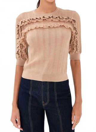 Ulla Johnson Salima Short Sleeve Knit Top In Camel Mela
