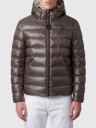 Blauer Piumino in nylon trapuntato idrorepellente con cappuccio e collo alto