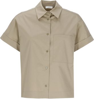PESERICO Green Cotton Embellished Shirt