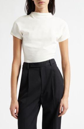 BOSS Ecrei Mixed Media Cotton T-Shirt in Soft Cream at Nordstrom, Size X-Small