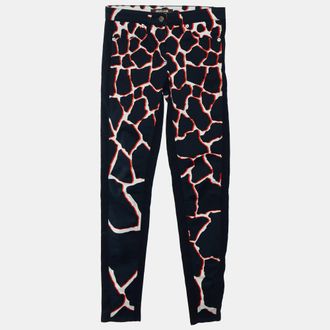 Roberto Cavalli Black Denim Printed Detail Skinny Jeans